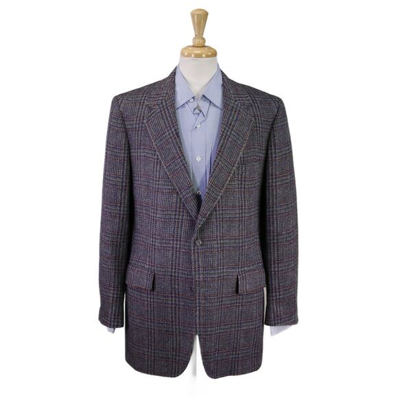 Pendleton Men's Blazer Blue Gray Red Plaid Tweed Wool 2-Btn Sportcoat Jacket 40R - Picture 1 of 7